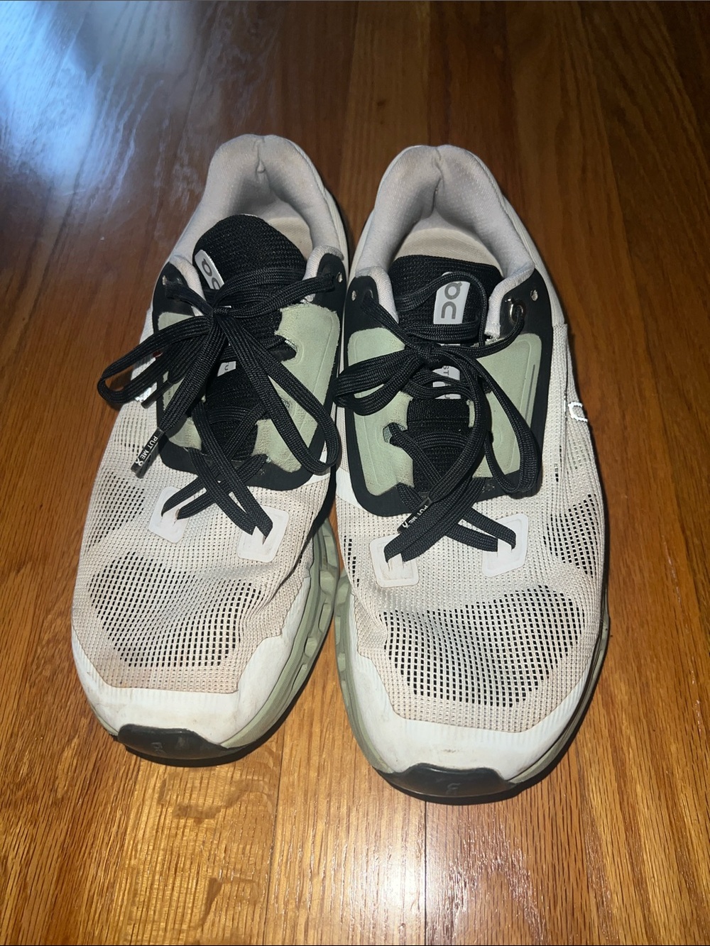 On Running White, Black & Pale Green Women's Athletic Shoes